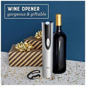 Oster Electric Wine Opener and Foil Cutter Kit with CorkScrew and Charging Base